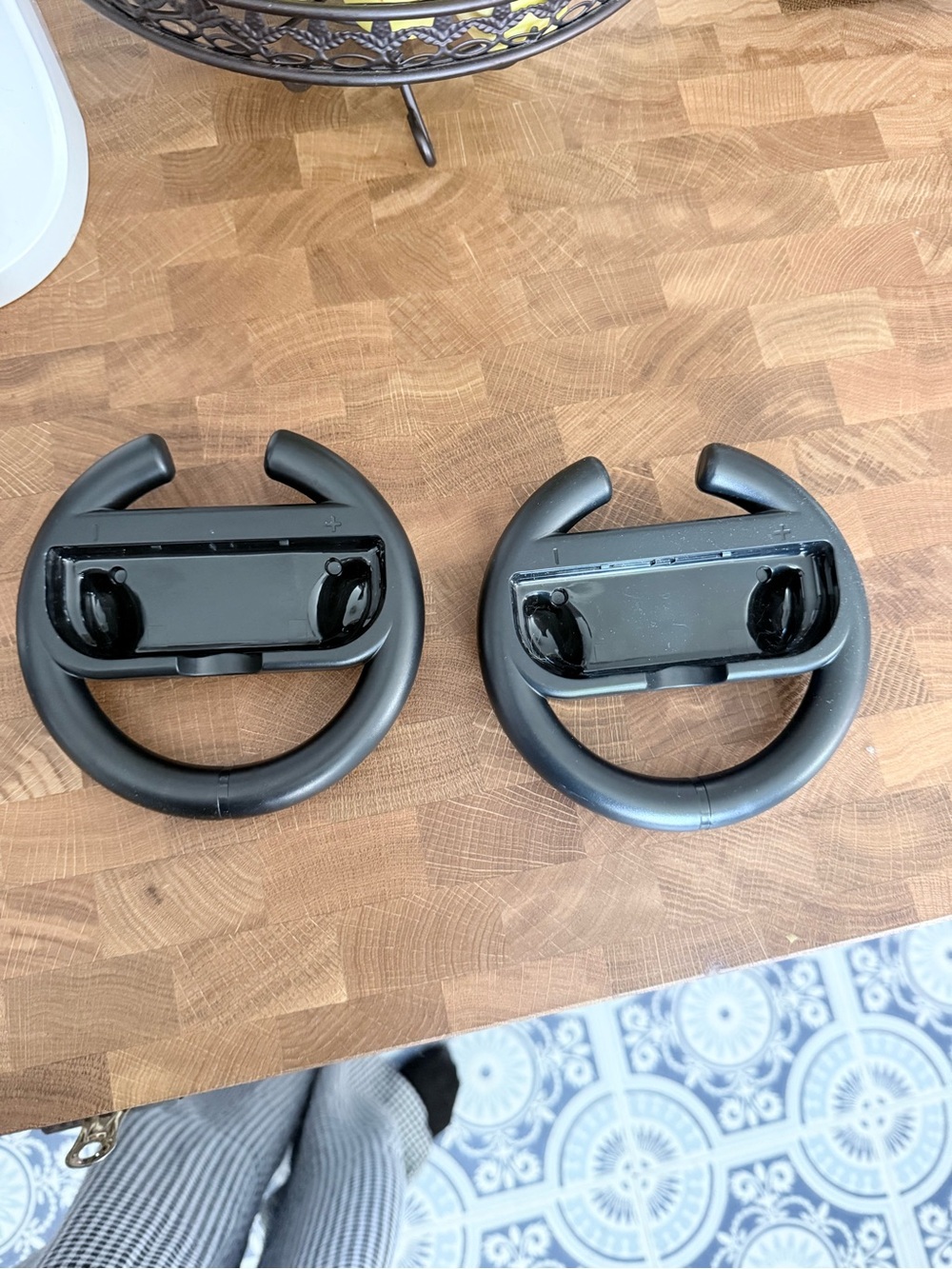 Pair of Black Plastic Steering Wheel Game Controller Holders